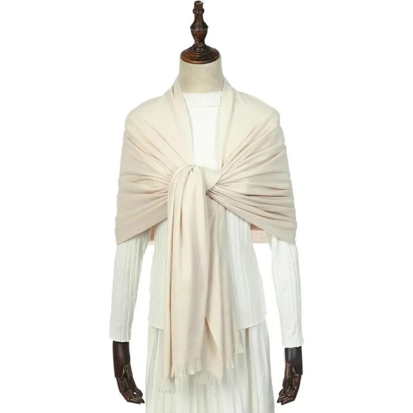 Swat Pany Scarf For Women Winter Pashmina Shawls  For Women Wedding Shawls-Cream - Picture 4 of 6